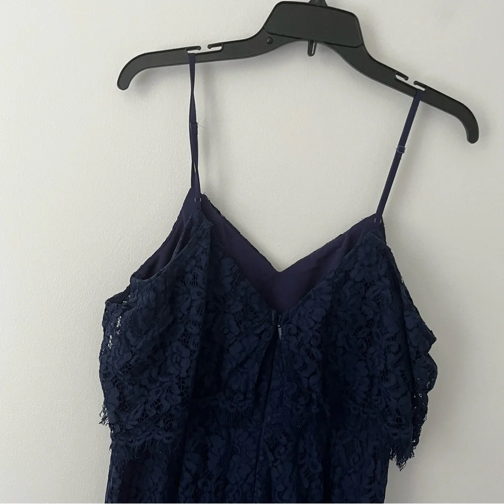 Lulus Caterina Navy Blue Floral Off The Shoulder Slit Maxi Dress Medium - Picture 7 of 14